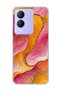 Vivo Y17S Compatible Gold Glitter Wave Printed Transparent Phone Case