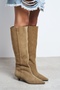 Mirel Rome Beige Suede Leather Pointed Toe Short Heeled Women's Boots - 7