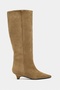 Mirel Rome Beige Suede Leather Pointed Toe Short Heeled Women's Boots - 5