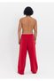 Comfortable Cut Red Sweatpants with Elastic Waistband - 4