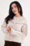 Ruffled Skirt, Crew Neck, Loose Knit Sweater - 4