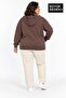 Women's Large Size Zippered Hooded Pocket Sweatshirt Cardigan Comfortable Fit Spr26Bhrk961 - 3