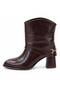 Women's Ankle-Length Boots with Metal Accessories and Block Heels - 5