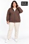 Women's Large Size Zippered Hooded Pocket Sweatshirt Cardigan Comfortable Fit Spr26Bhrk961