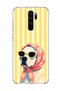 Redmi Note 8 Pro Compatible Transparent Phone Case with Scarf and Glasses Printed Dog Design