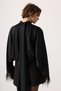 Halter Neck Satin Blouse with Embellished Sleeves - Black - 6