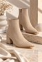 Westra Metal Toe Detailed Zippered Pointed Toe Thick Heeled Women's Boots - 7