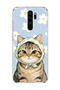 Redmi Note 8 Pro Compatible Scarf and Tabby Cat Daisy Printed Transparent Phone Case