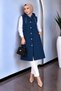 Women's Black Hooded Gold Buttoned Quilted Long Vest - 2