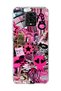 Redmi Note 9 Pro Compatible Pink Star Zebra Printed Transparent Phone Case