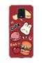 Redmi Note 9 Pro Compatible Cute Rabbit Claret Red Printed Transparent Phone Case