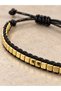 Black String Square Beaded Gold Color Adjustable Women's Bracelet - 3
