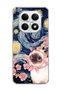 Redmi Note 15 4g Compatible Starry Night Siamese Cat Printed Transparent Phone Case