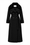 Quilted Fur Collared Belted Black Trench Coat 13560 - 2