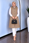 Women's Black Hooded Gold Buttoned Quilted Long Vest - 2