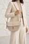Gold Buckle Suede Leather Style Stylish Women's Shoulder Bag Cream - 3