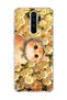 Redmi Note 8 Pro Compatible Orange Cat Daisy Printed Transparent Phone Case with Scarf