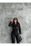 Shanel Fabric Padded Shoulder Jacket and Trousers Two-Piece Set - Black - 2