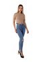 Women's Blue High Waist Knee Ripped Skinny Skinny Leg Stretchy Lycra Denim Jean Pants - 5