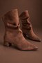 Ruvessa Drawstring Detailed Zippered Pointed Toe Thick Heeled Casual Women's Boots - 6