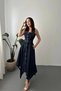 Blue Asymmetrical Hem Denim Dress - Blue - 2