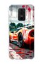 Redmi Note 9 Compatible Orange Race Car Printed Transparent Phone Case