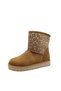 Tan Color Flat Sole Zippered Orthopedic Stone Patterned Girls' Boots