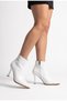 Women's Pointed Toe Zippered Thin High Heeled White Ankle Boots (10 cm Heel) - 4