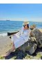 Women's White Mesh Deep V-Neck Relaxed Fit Beach Dress - 4