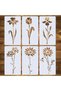 6pcs Reusable Single Flower Stencil Set Modern Floral Design PET Painting Templates for DIY on Wood