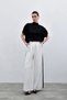 Women's Black High Neck Bat Sleeve Short Sleeve Flowy Loose Satin Fabric Blouse - 3