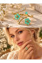Adjustable Flower Branch Vintage Ring Women's Green