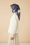 Susen Ti̇vi̇l Silk Scarf 90*90 cm - Indigo 4587 - 4