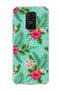 Redmi Note 9 Compatible Turquoise Tropical Flower Printed Transparent Phone Case