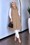Women's Black Hooded Gold Buttoned Quilted Long Vest - 3
