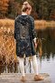Italian Dark Khaki Hooded Camouflage Jacket with Pockets and Sequins on the Back, Oversize Woven Jacket 92 75 - 8