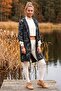 Italian Dark Khaki Hooded Camouflage Jacket with Pockets and Sequins on the Back, Oversize Woven Jacket 92 75 - 3