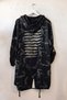 Italian Black Hooded Camouflage Jacket with Pockets and Sequins on the Back, Oversize Woven Jacket 92 75 - 2