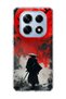 Redmi Note 14 Pro 4g Compatible Samurai Red Sun Crow Printed Transparent Phone Case