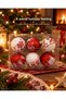 Set of 6 Red and White Christmas Balls – Christmas Tree Ornaments with Deer, Star, Snowflake and Gift Patterns - 5