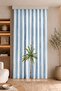 Digital Printed Single Panel Curtain with Palm Tree Figure and Blue Stripes (Includes Throw Pillow as a Gift) - 3