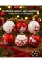 Set of 6 Red and White Christmas Balls – Christmas Tree Ornaments with Snowflake, Gift and Deer Patterns, Decor - 3