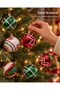 Set of 6 Red, Green, and White Christmas Balls – Christmas Tree Ornaments with Zigzag, Geometric, and Snowflake Patterns - 5
