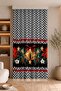New Year's Bell and Pine Branch Flower Patterned Digital Printed Single Wing Background Curtain (with Throw Pillow Gift) - 3