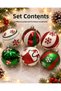 Set of 6 Red Green White Christmas Balls – Christmas Tree Ornaments with Snowflake and Santa Claus Patterns, Noe - 3