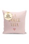 La Dolce Vita Written Heart Motif Digital Printed Single Wing Background Curtain (with Throw Pillow Cover as a Gift) - 4