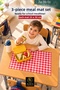 Set of 3 Washable Lunch Mats 35X50 cm Red and White Checkered - Kindergarten and Primary School - 3