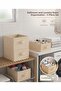3 Pieces Cream Fabric Foldable Closet Organizer Box 45X30X20 cm |   Clothing and Garment Organizer Storage Box - 3