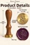 Witches Halloween Themed Wooden Brass Seal - 2.5 cm Diameter, Witch with Broom Printed Wax Seal - 2
