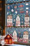 Christmas Glass Sticker Set – Christmas Village Houses Santa Claus Deer and Carousel Double-Sided Printed - 4